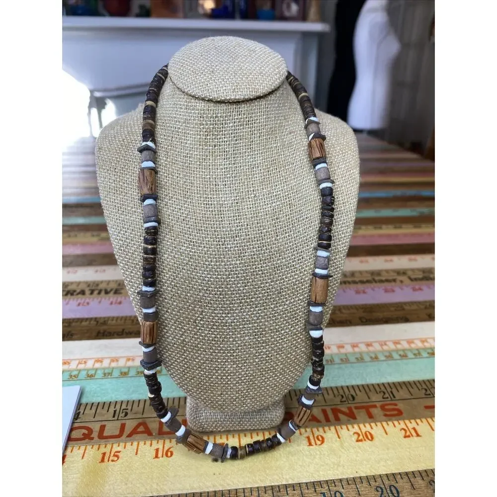 Y2K 90s Shell Rasta Coconut Beaded Necklaces Lot Of 2 Island Hippie Boho